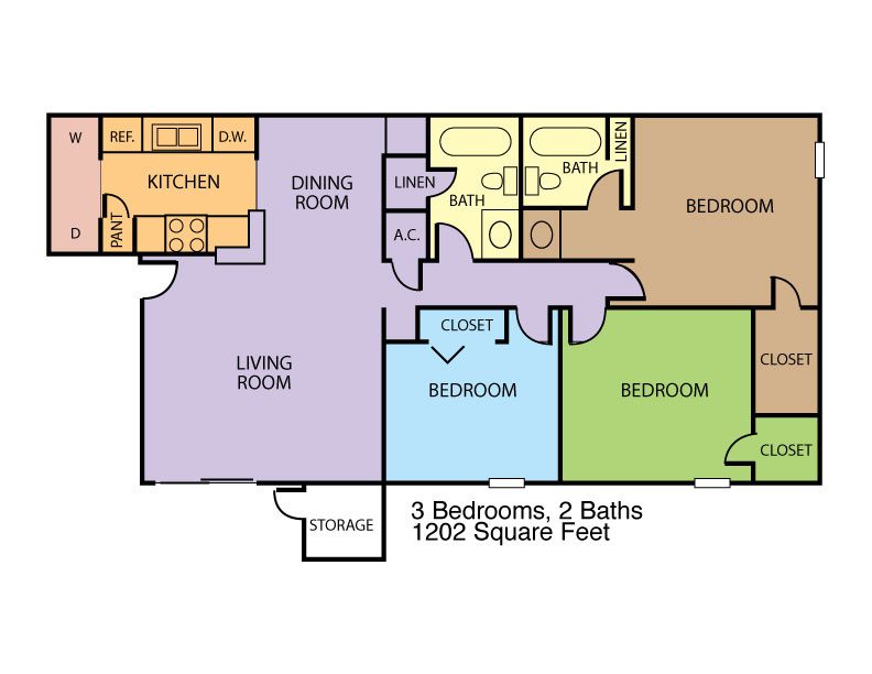 Bayou Park apartment floor plan 3BR
